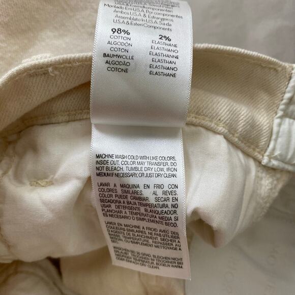 Mother Half Spring Pleated Greaser Size 25 Natural Cream Wide Crop Ankle Jeans - Picture 13 of 16